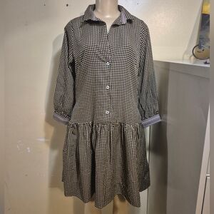 Gretchen Scott Tiered Checkers Print Oversize Dress XS